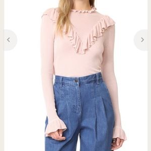 Ulla Johnson Maritza Pullover Sweater Top Blush Cotton Size P Small S